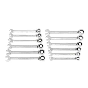 Metric 12-Point 90-Tooth Reversible Ratcheting Wrench Set with Rack (12-Piece)