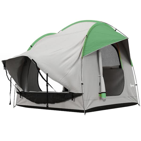 6.9 ft. x 7.84 ft. Gray and Green 5-6 People Waterproof Truck Camping Outdoor Travel Tent with 3 Doors and Mesh Window