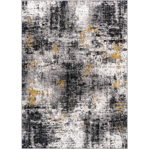 World Rug Gallery Adare Contemporary Abstract 7 ft. 10 in. x 10 ft. Yellow Area Rug