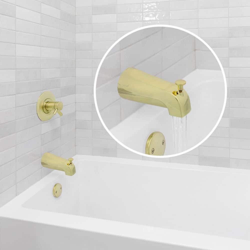 Polished Brass Universal Tub Spout with Diverter