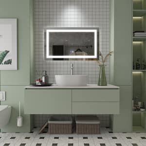 Victoria 40 in. W x 24 in. H Rectangular Frameless Anti-Fog Wall Mounted Bathroom Vanity Mirror in White