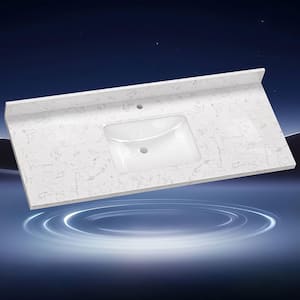 Zeafive Cala 72 in. W x 22 in. D Engineered Stone White