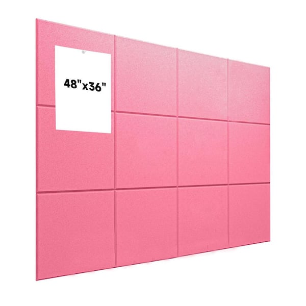 12-Pack Large 48 x 36 Felt Cork Board Tiles with 48 Adhesive Tabs 30 Push Pins for Office Home Bulletin Walls