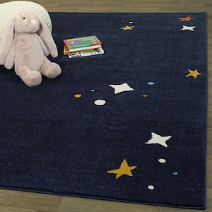 Copernicus Navy 5 ft. 3 in. x 7 ft. Novelty Area Rug