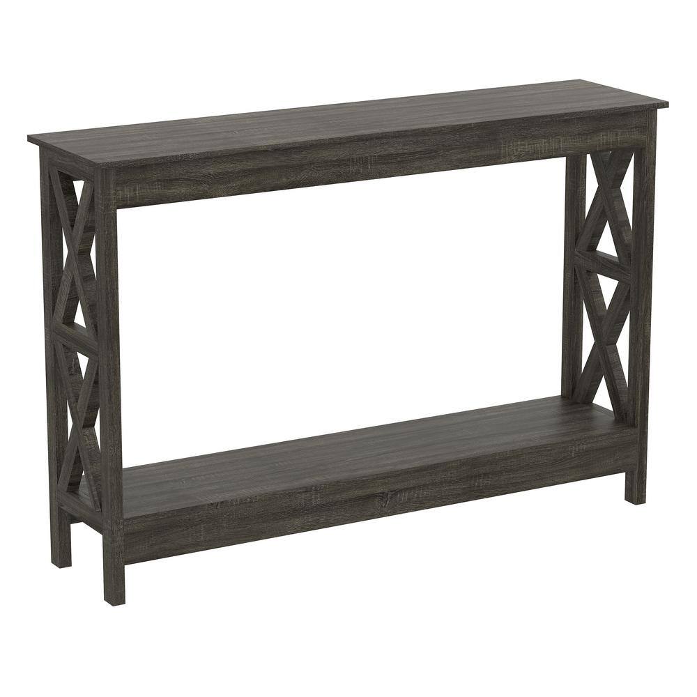 Safdie and Co. 47.25 in. Dark Grey Rectangle Wood Console Table with-Shelve