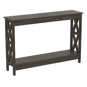 Safdie and Co. 47.25 in. Dark Grey Rectangle Wood Console Table with-Shelves