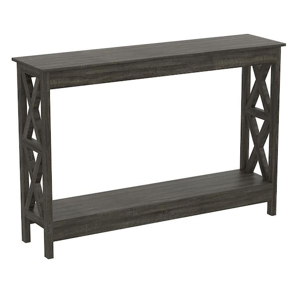 Unbranded Safdie and Co. 47.25 in. Dark Grey Rectangle Wood Console Table with-Shelves