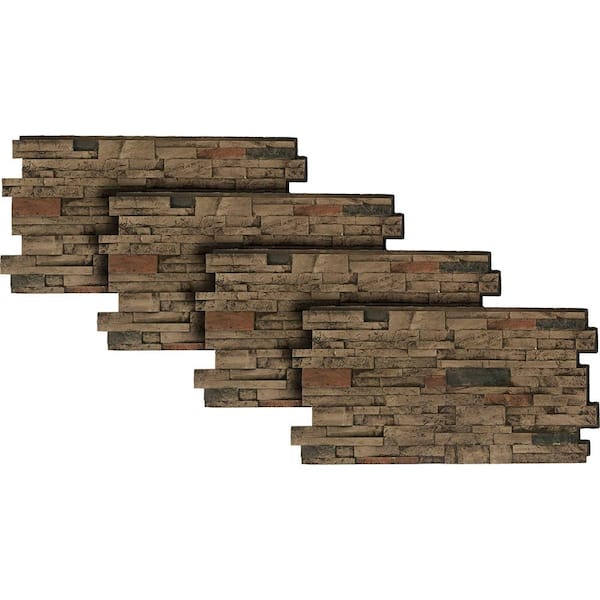 Stacked Stone 24 in. x 48 in. Mocha Faux Stone Siding Panel 4-Pack