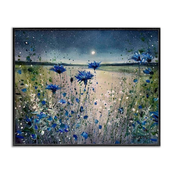 Stupell Industries Moon over Blooming Flowers by Jennifer Taylor Art 1-Piece Black Framed Nature Giclee Art Print 30 in. x 24 in.
