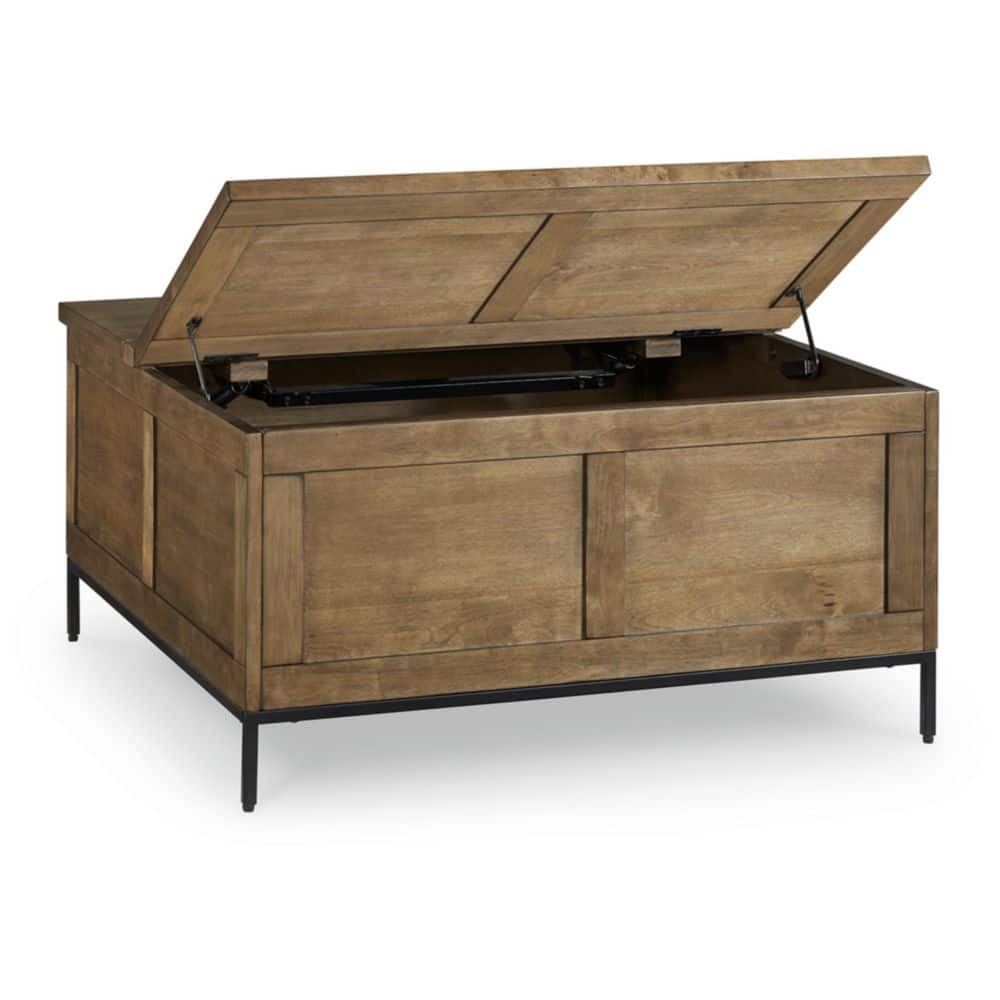 Contemporary Black and Brown Square Lift-Top Coffee Table with Storage