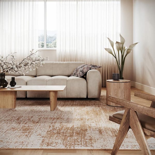 9 ft. x 12 ft. Brown Aponi Modern Abstract Indoor Area Rug