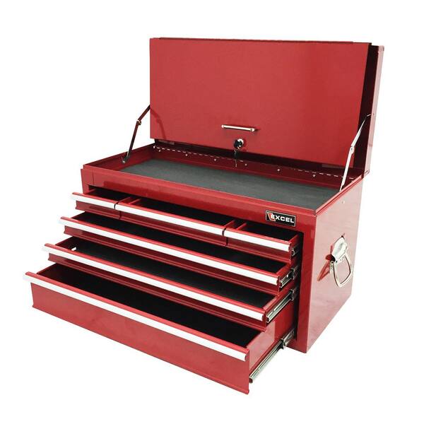 Excel 26.3 in. 6-Drawer Steel Top Chest, Red