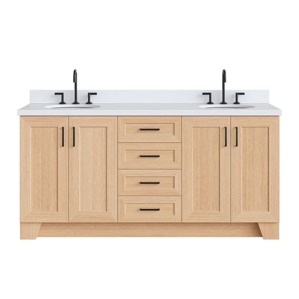 Taylor 72 in. Double Sink Freestanding Bath Vanity in Oak with Pure White Quartz Top price history on PriceWatchPro