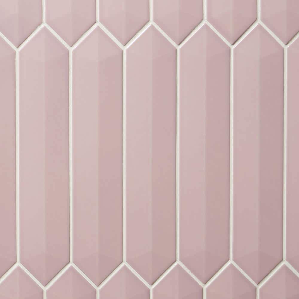 Ivy Hill Tile Axis Pink 3D 2.6 in. x 13 in. Polished Picket Ceramic ...