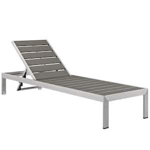 Shore Patio Aluminum Outdoor Chaise Lounge in Silver Gray