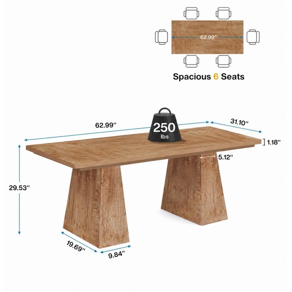 Dimension diagram of the rectangular desk/table.