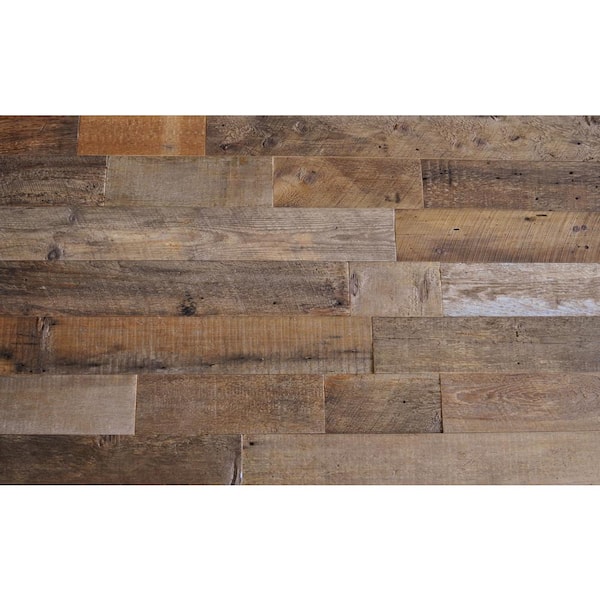 East Coast Rustic Reclaimed Barn Wood Brown Natural 3/8 in. T x 5.5 in. W x Varying Length Solid Hardwood Wall Plank (20 sq. ft. / case)