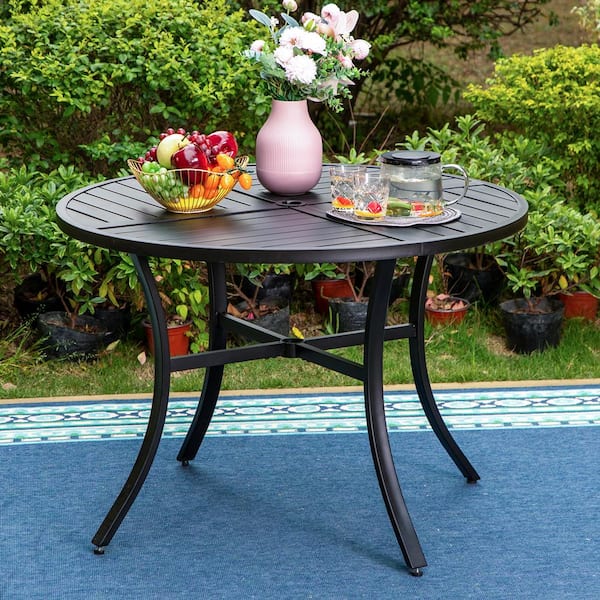 PHI VILLA 5-Piece Metal Patio Outdoor Dining Set with Beige PHI VILLA 5-Piece Metal Patio Outdoor Dining Set with Beige