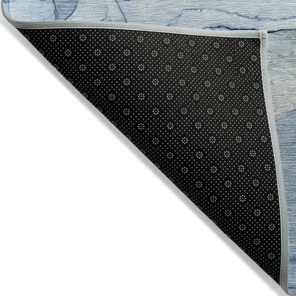 Addison Blue Watercolor Synthetic Washable Runner Rug
