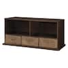 37 in. W x 17 in. H x 16 in. D Espresso Stackable Shelf Storage Cubbies with 3-Baskets