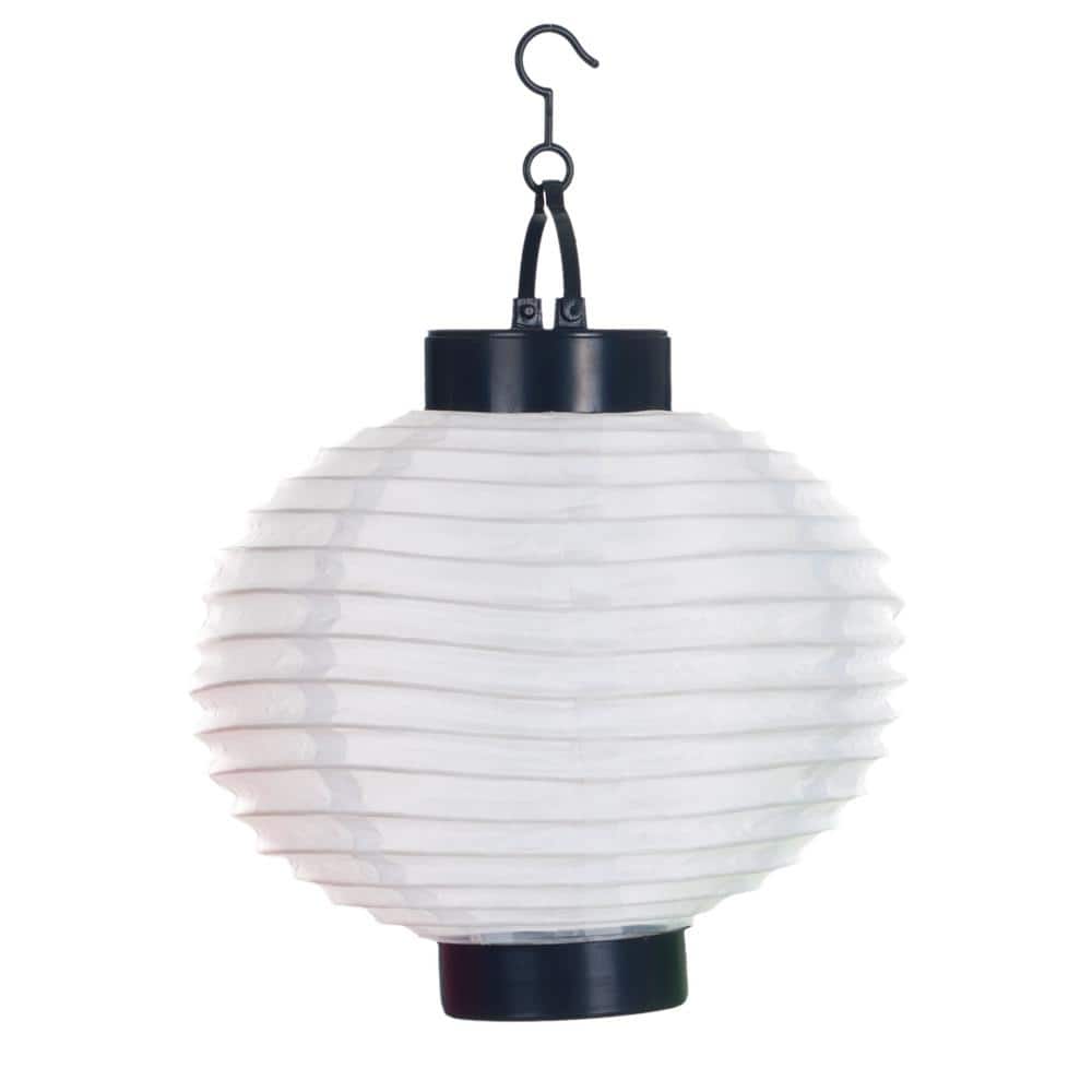 Noma Solar Power LED White Fabric Chinese Hanging Lantern Light | Garden  Outdoor
