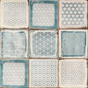 Santa Fe Deco Blue 7.87 in. x 7.87 in. Matte Porcelain Floor and Wall Tile (11.19 sq. ft. / Case)