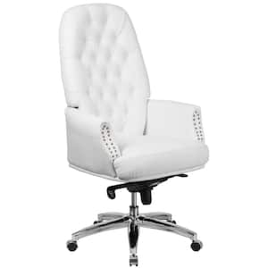 Faux Leather Swivel Ergonomic Office Chair in White