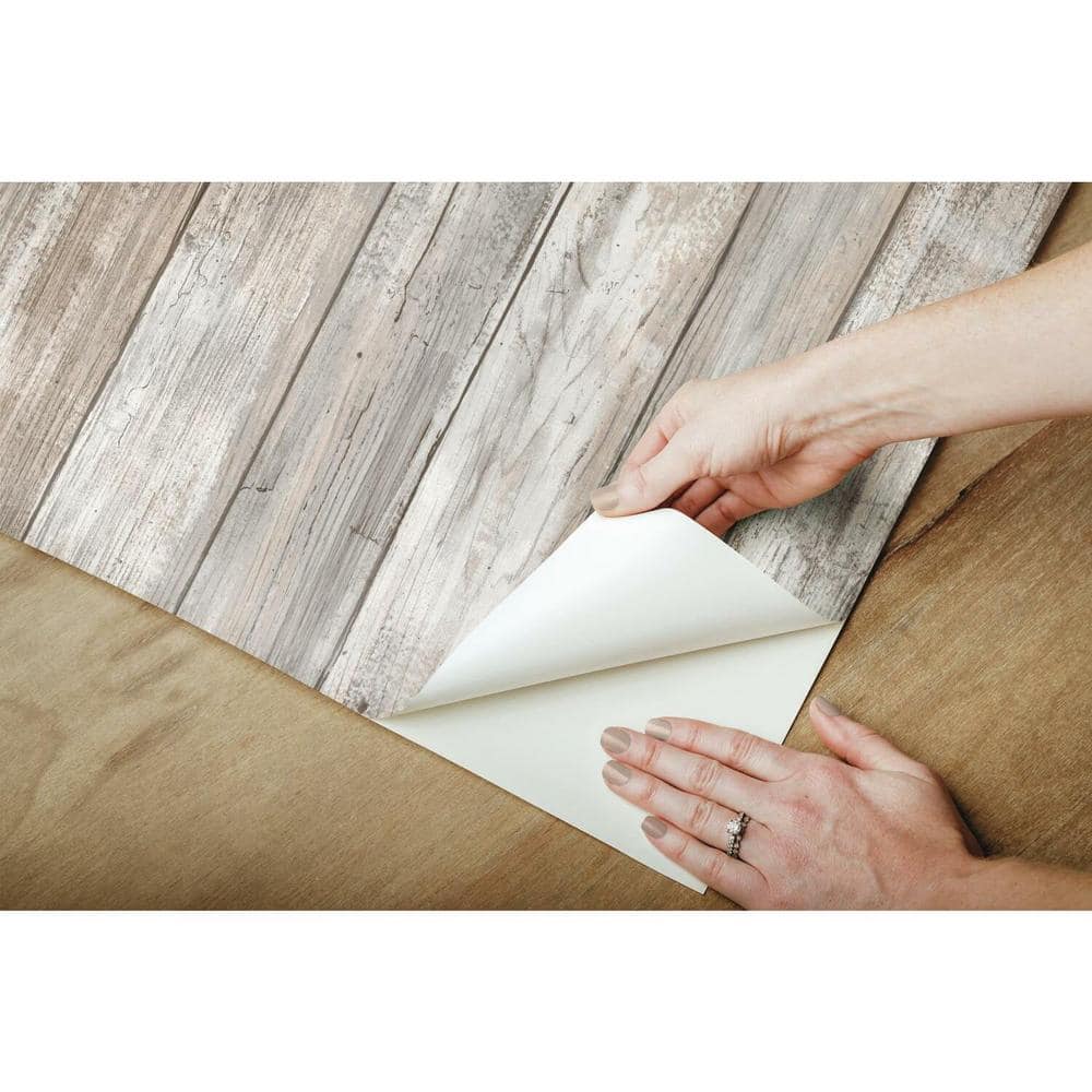 Distressed Brown and Gray Wood Peel and Stick Wallpaper