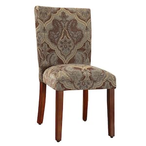 Parsons Blue and Brown Paisley Medallion Upholstered Dining Chair (Set of 2)