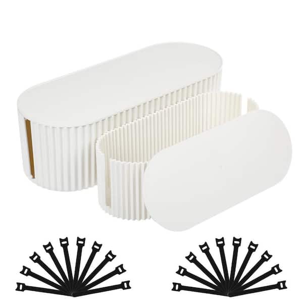 Large Small Cable Management Box Cord Organizer Storage White 2 Pack with Cable Ties for TV Computer Office