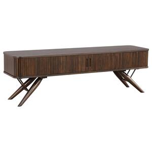 Valan Walnut Rectangular 71 in. TV Stand Fits TV's up to 80 in. with Sliding Doors