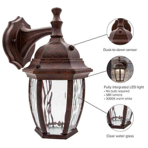 Maxxima 1-Light Aged Bronze LED Outdoor Wall Lantern Sconce with
