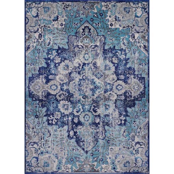 LUXE WEAVERS Manhattan Blue 5 ft. x 7 ft. Area Rug