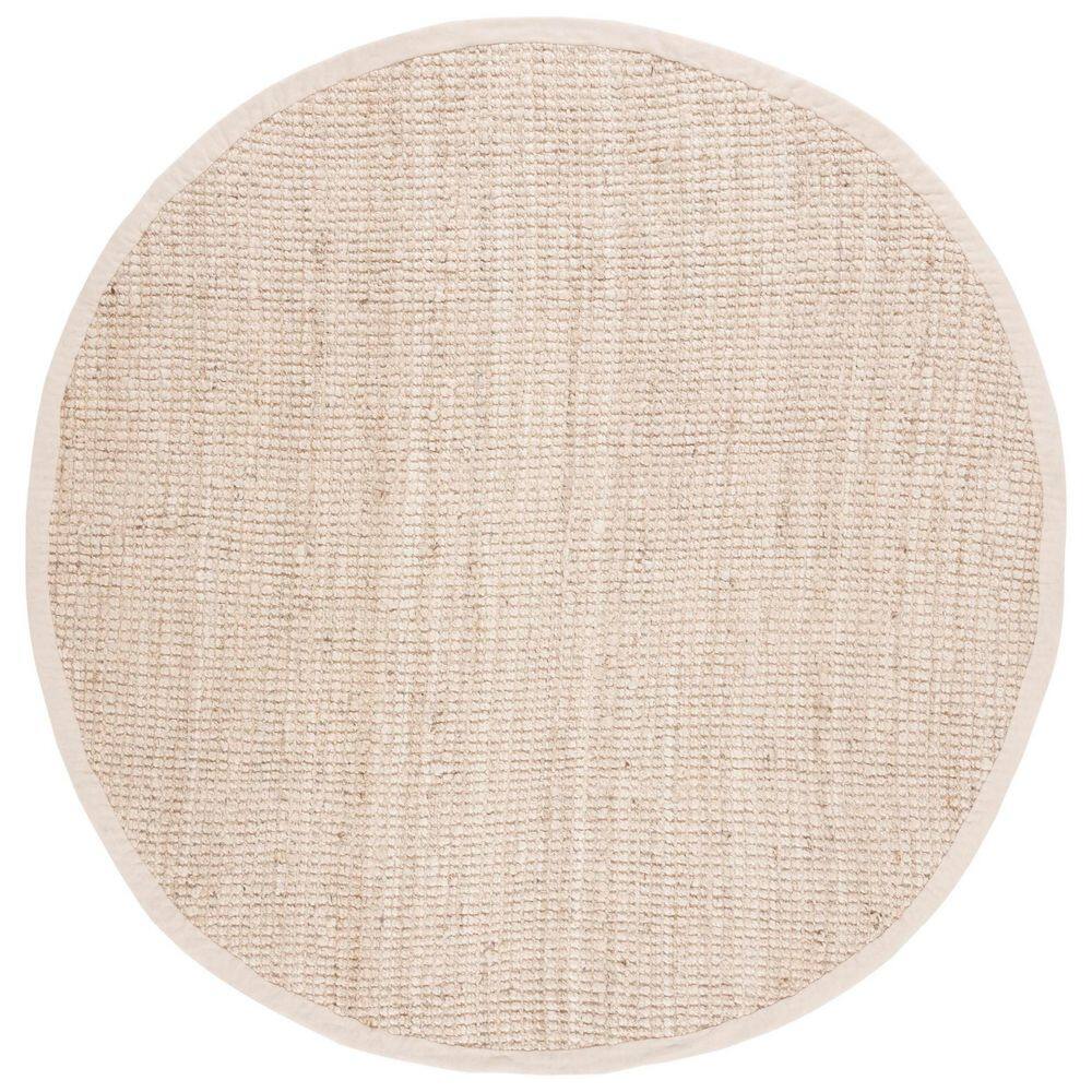 SAFAVIEH Natural Fiber 7 ft. x 7 ft. Bleach/Ivory Solid Color Round ...