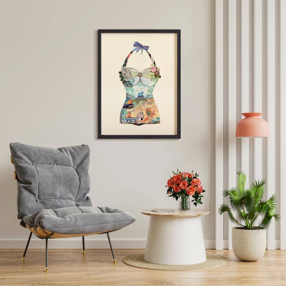 California Beach Floral Collage Framed Graphic Art, 25" x 33"