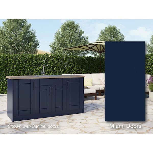 Miami Sapphire Blue 13-Piece 67.25 in. x 34.5 in. x 25.5 in. Outdoor Kitchen Cabinet Island Set