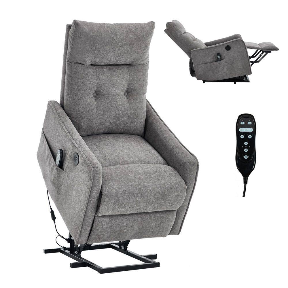 Light Gray Chenille Power Lift Recliner with Massage Heat Function and USB Charging Port price history on PriceWatchPro