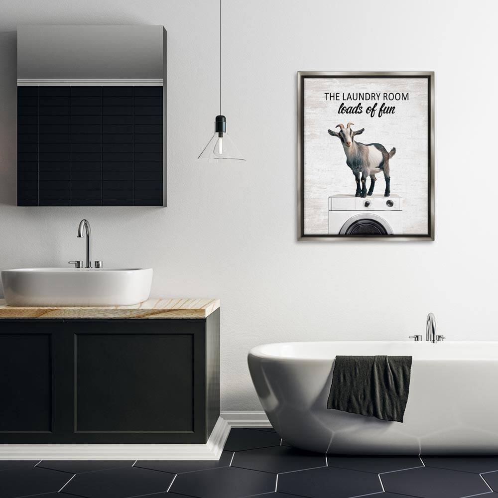 Loads of Fun Laundry Goat by Lettered and Lined Gray Floater Frame Typography Graphic Art Print 31 in. x 25 in. price history on PriceWatchPro