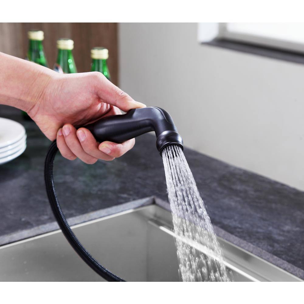 Highland Oil Rubbed Bronze Single-Handle Kitchen Faucet with Pull-out Spray