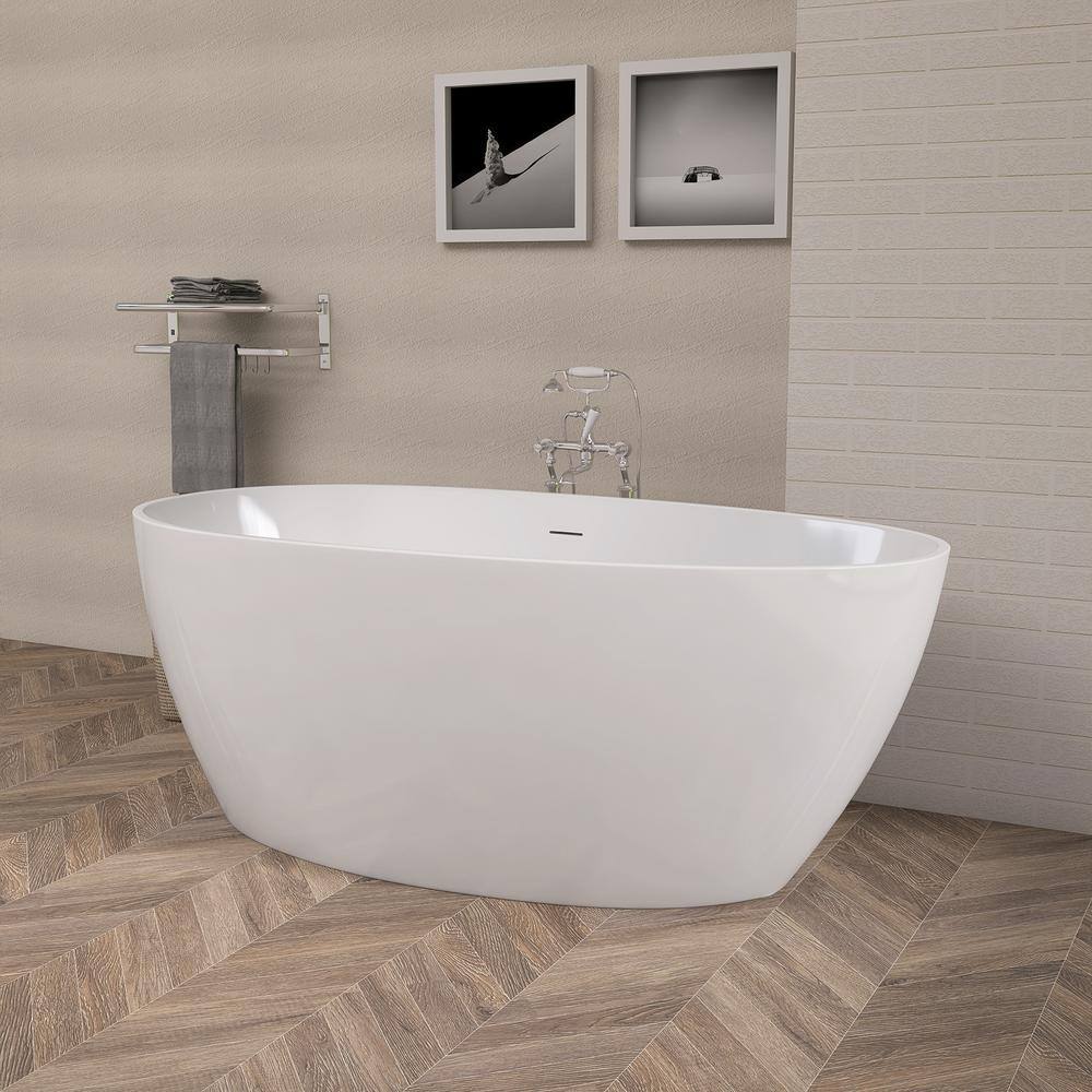 59'' x 29.5'' Freestanding Soaking Acrylic Bathtub