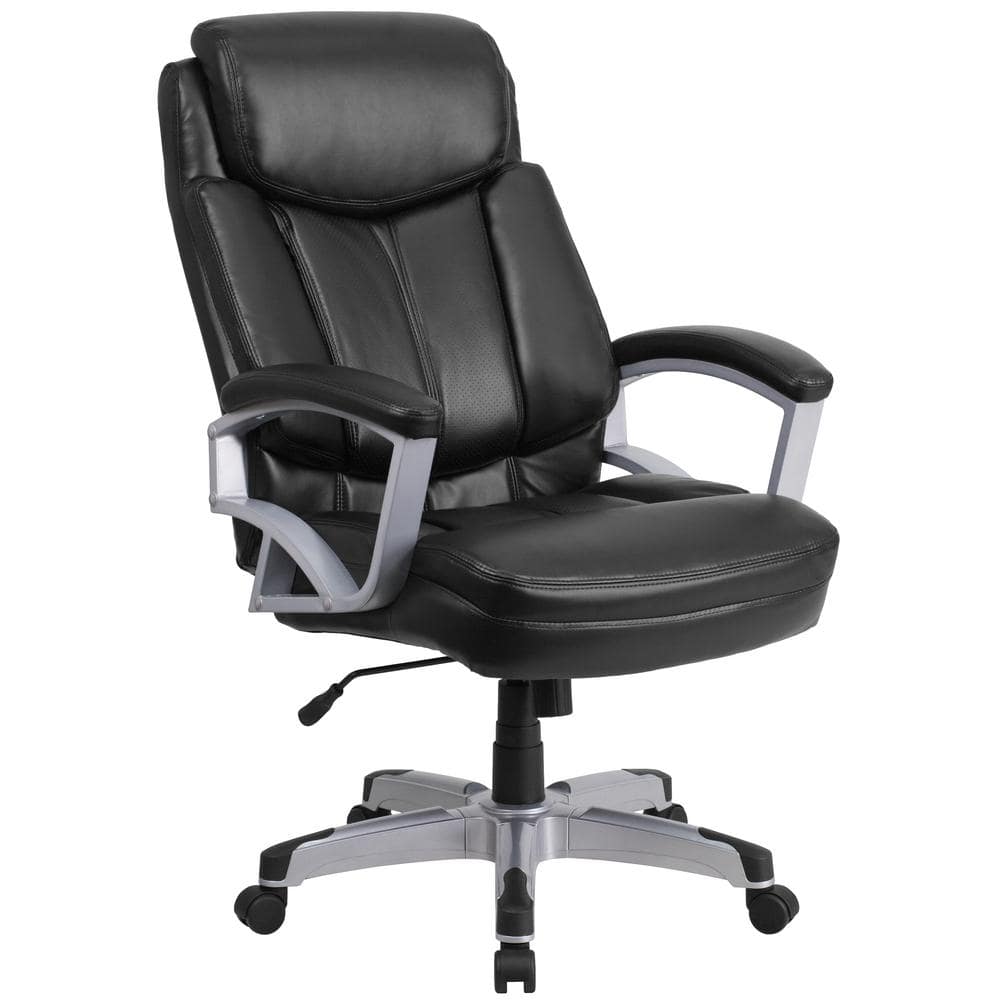 Faux Leather Swivel Office Chair in Black - Thumbnail 4