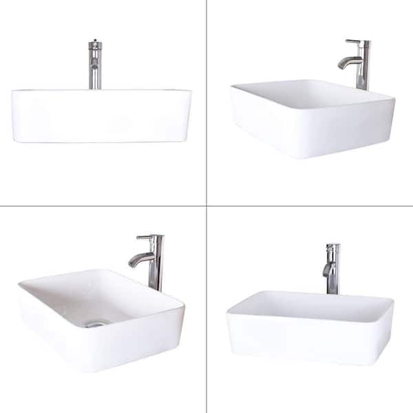 Wonline 24" Wall-Mounted Bathroom Vanity Set With Sink & Chrome Faucet – Space-Saving & Modern - View #3
