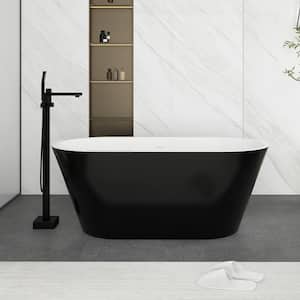 59 in. x 29.5 in. Acrylic Freestanding Flatbottom Soaking Bathtub in Black