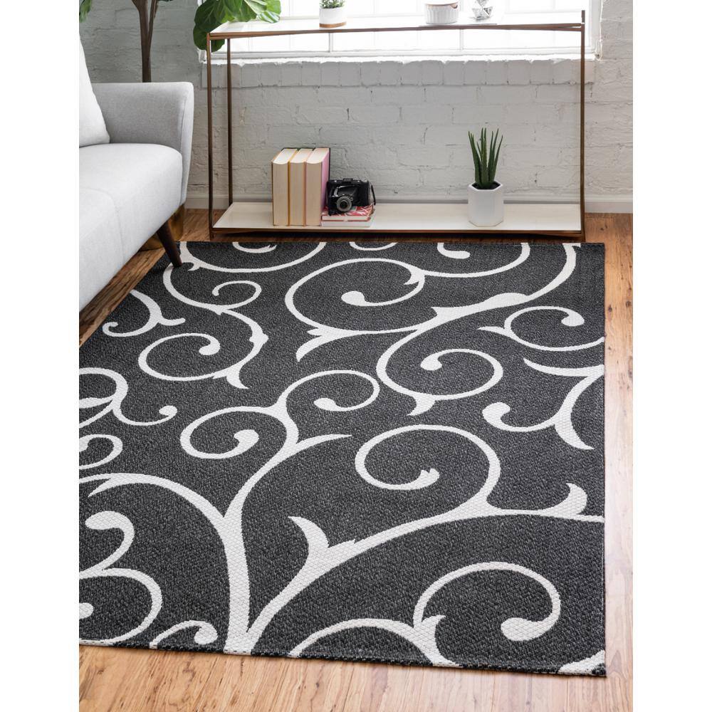 Decatur Courtyard Black Cotton Flatweave 2'x3' Indoor Rug