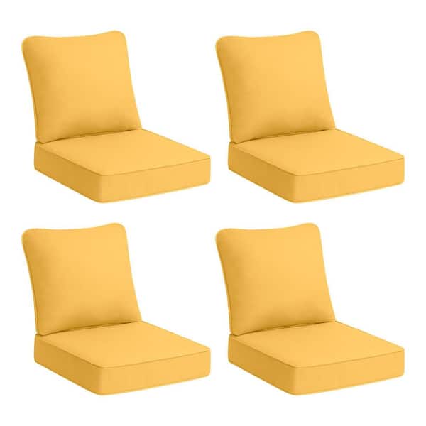 Hampton Bay 24 in. W x 24 in. D Cushionguard Deep Seat Universal Outdoor Cushion in Sunrise (Set of 4)