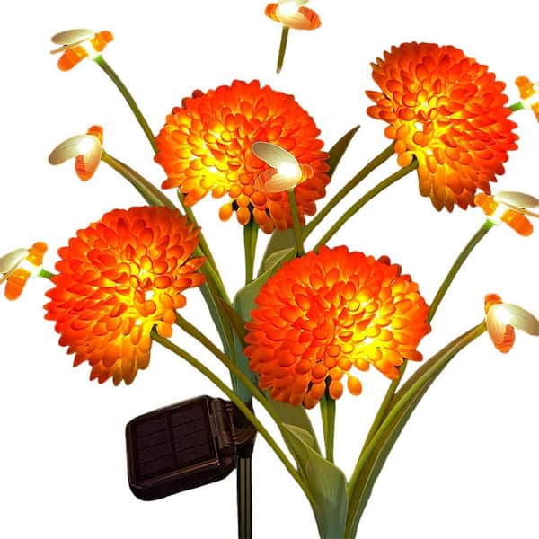 2-Pack Solar Swaying Bee Lights with Flowers