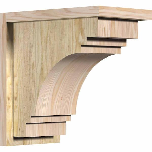 Ekena Millwork 8 in. x 14 in. x 14 in. Douglas Fir Pescadero Rough Sawn Corbel with Backplate