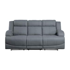 Darcel 81.5 in. W Straight Arm Microfiber Rectangle Manual Double Reclining Sofa in. Graphite Blue