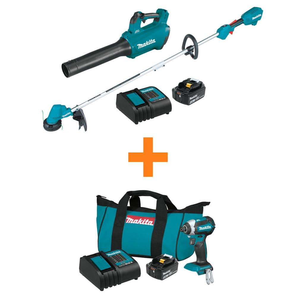 18V LXT Cordless Li-Ion BL Blower/String Trimmer Combo Kit 2-Tool (4.0Ah) w/Bonus LXT Impact Driver Kit (3.0Ah Battery) -  Makita, XT287SM1-XDT131