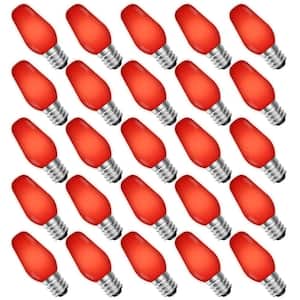 0.5-Watt C7 LED Red Replacement String Light Bulb Shatterproof Enclosed Fixture Rated E12 Base (25-Pack)